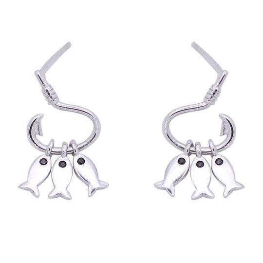 Perimade & Co. LLC - Dainty Tiny Three Fish Dangle Drop Earrings in Solid Copper
