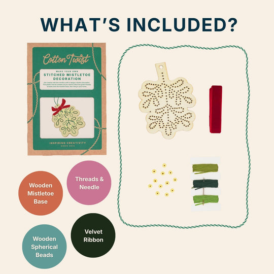 Cotton Twist (WE PREPAY ALL USA DUTIES) - Make Your Own Stitched Mistletoe Decoration