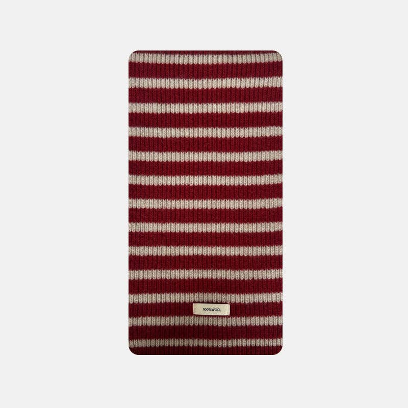 SALINA TRADING INC - Plain Striped Wool Scarf Soft Warm Winter Neck Wrap: Coffee / 160x20cm