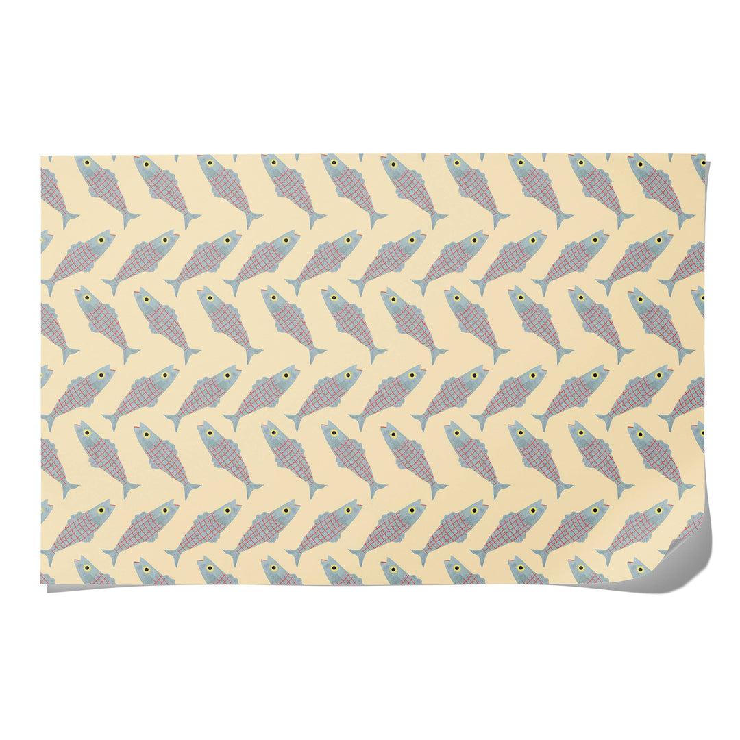 Red Cap Cards - Herring wrapping paper: Rolls of 3 sheets