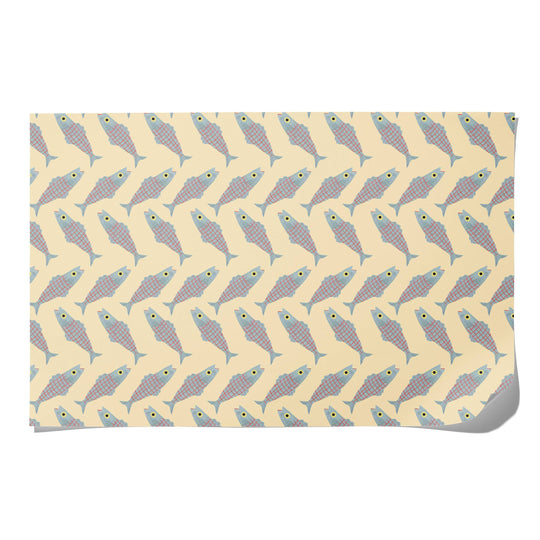 Red Cap Cards - Herring wrapping paper: Rolls of 3 sheets