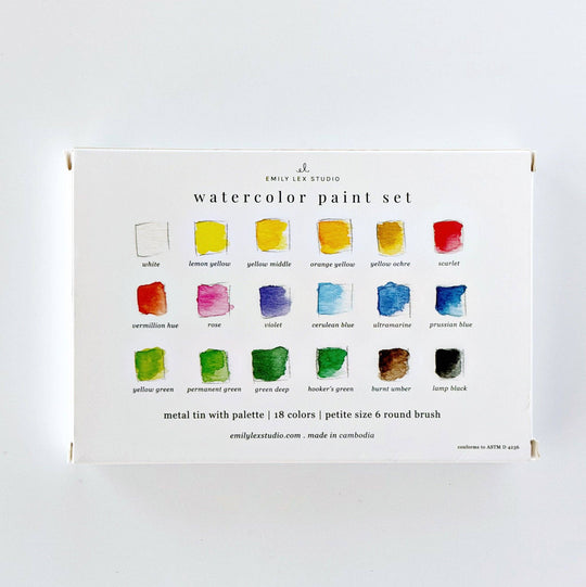 emily lex studio - Watercolor paint set 18 colors with brush