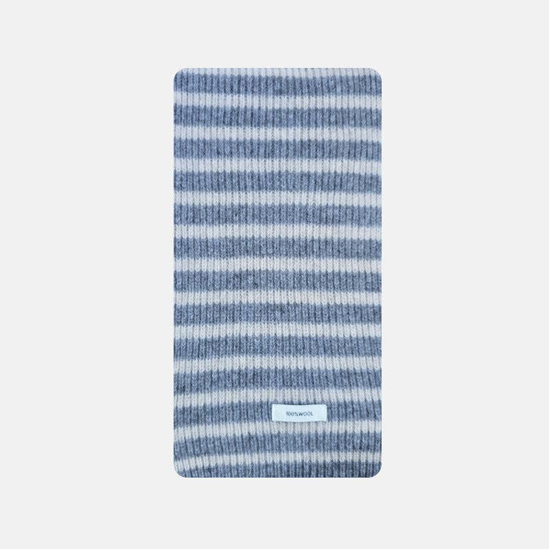 SALINA TRADING INC - Plain Striped Wool Scarf Soft Warm Winter Neck Wrap: Black / 160x20cm