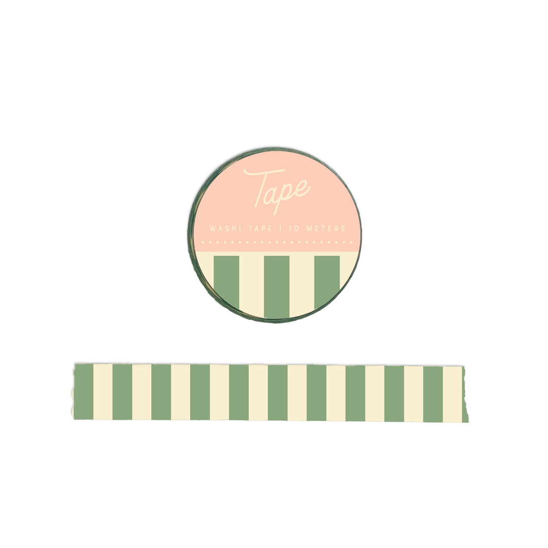 Ruff House Print Shop - Striped Washi Tape : Sage Green