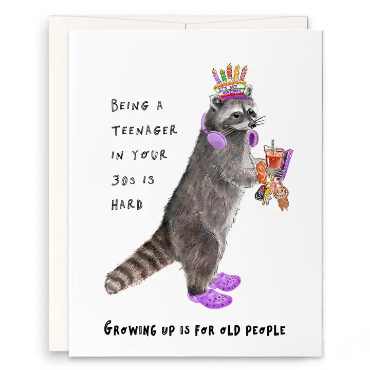 Liyana Studio - Teenager Adult Raccoon Birthday Card