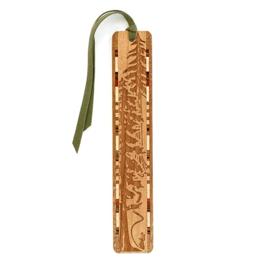 Mitercraft - Evergreen Hiker Handmade Engraved Wooden Bookmark
