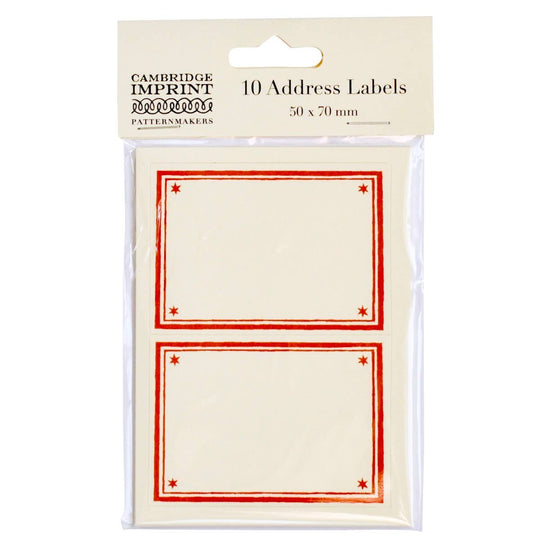 Cambridge Imprint - Packet of 10 Large Self-Adhesive Labels with Crimson Border