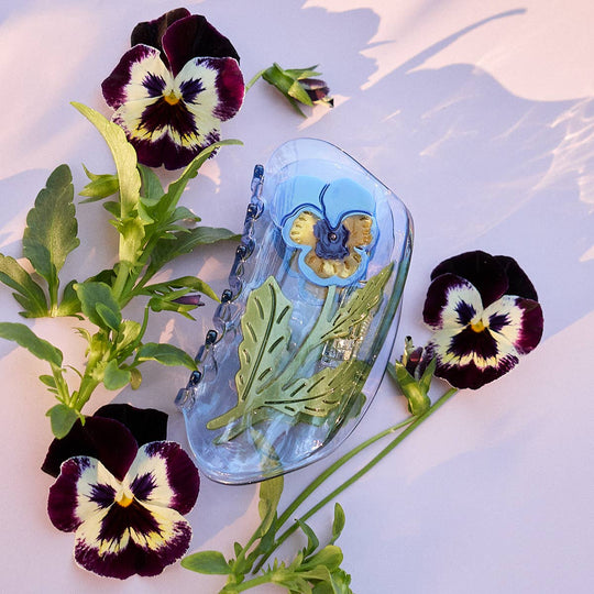 WINONA IRENE - Viola Hair Claw - Violet Pansy Wildflower Purple Hair Clip