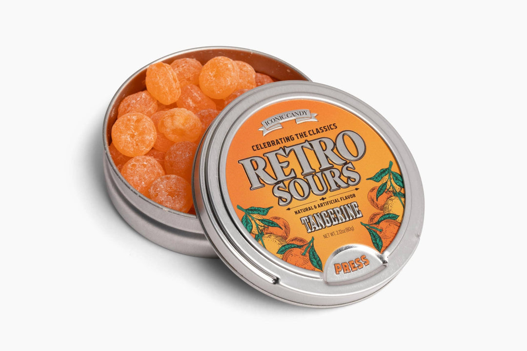 Long Island Candy Factory - Retro Sours Tangerine 8 Tins Tray