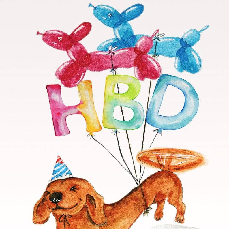 Liyana Studio - Wiener HBD Party Balloons - Funny Birthday Card