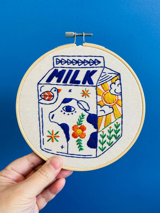 Hook Line & Tinker Embroidery Kits USA - Milk Complete Embroidery Kit