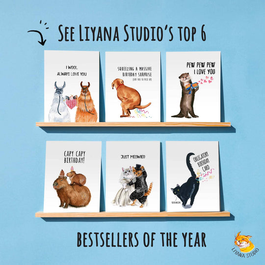 Liyana Studio - Wiener HBD Party Balloons - Funny Birthday Card
