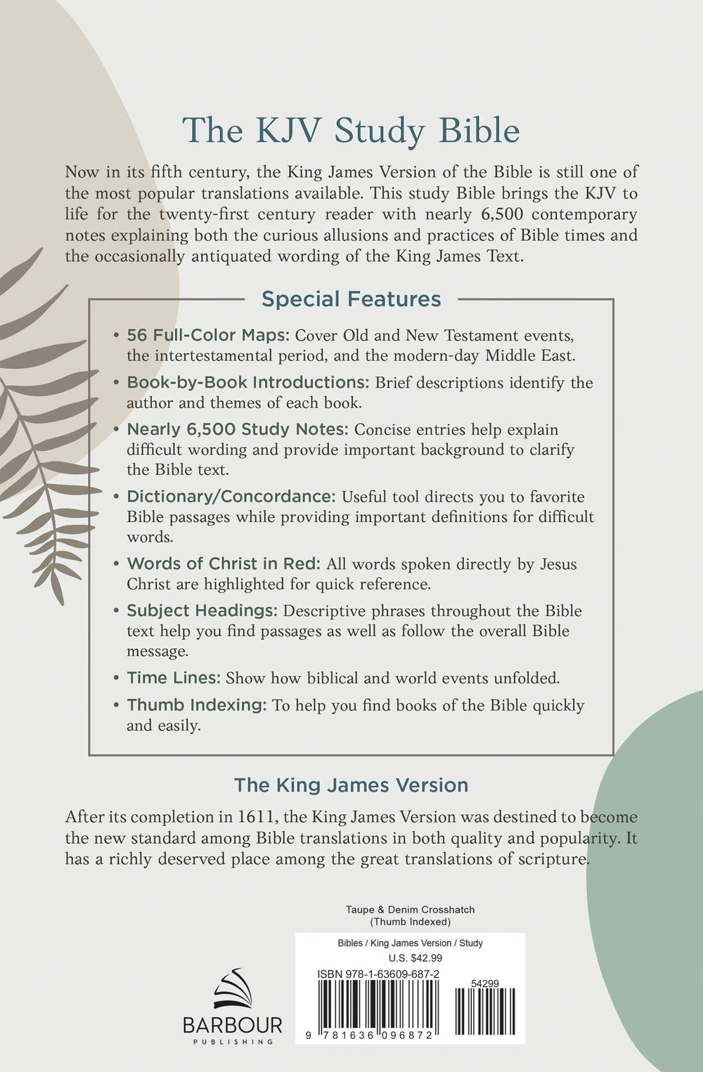 Barbour Publishing, Inc. - The KJV Study Bible: Atlas Edition: Taupe & Denim Crosshatch