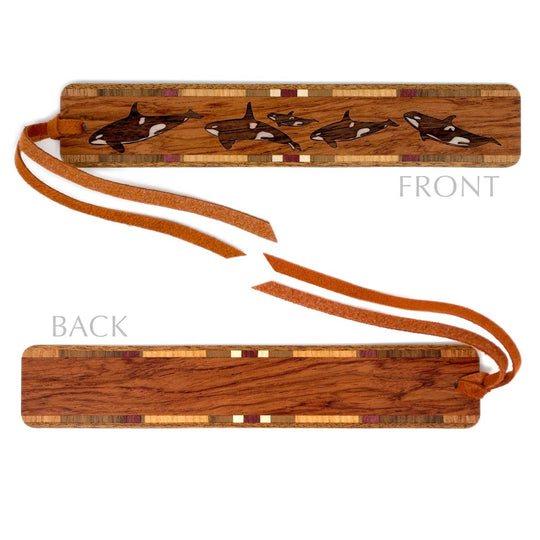 Mitercraft - Orca Killer Whales Handmade Engraved Wooden Bookmark