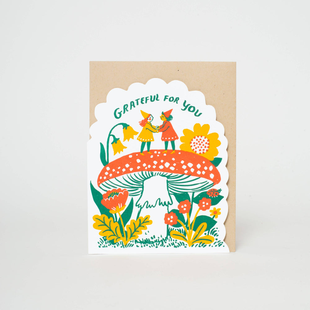 Egg Press Manufacturing - Grateful Gnomes Letterpress Greeting Card by Phoebe Wahl: Paper tab