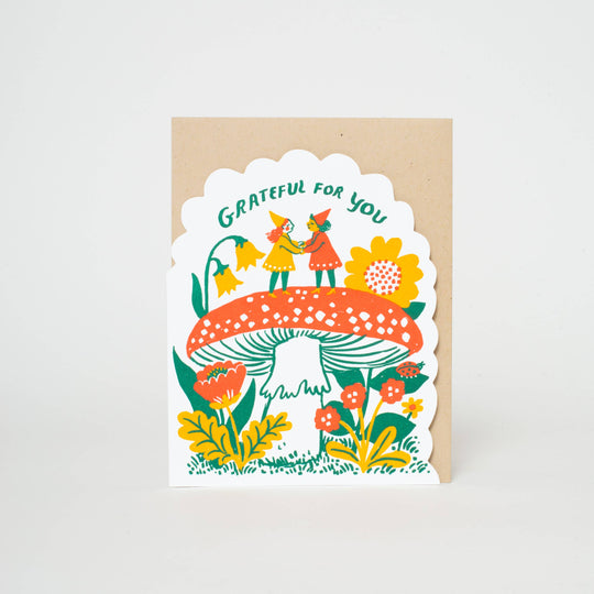 Egg Press Manufacturing - Grateful Gnomes Letterpress Greeting Card by Phoebe Wahl: Paper tab
