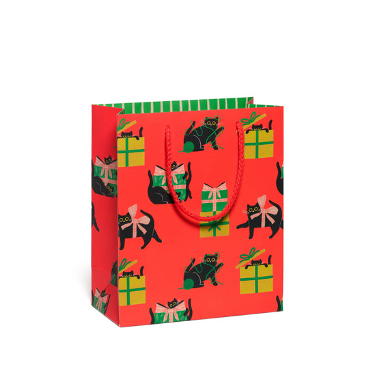 Red Cap Cards - Holiday Black Cat gift bags: Medium