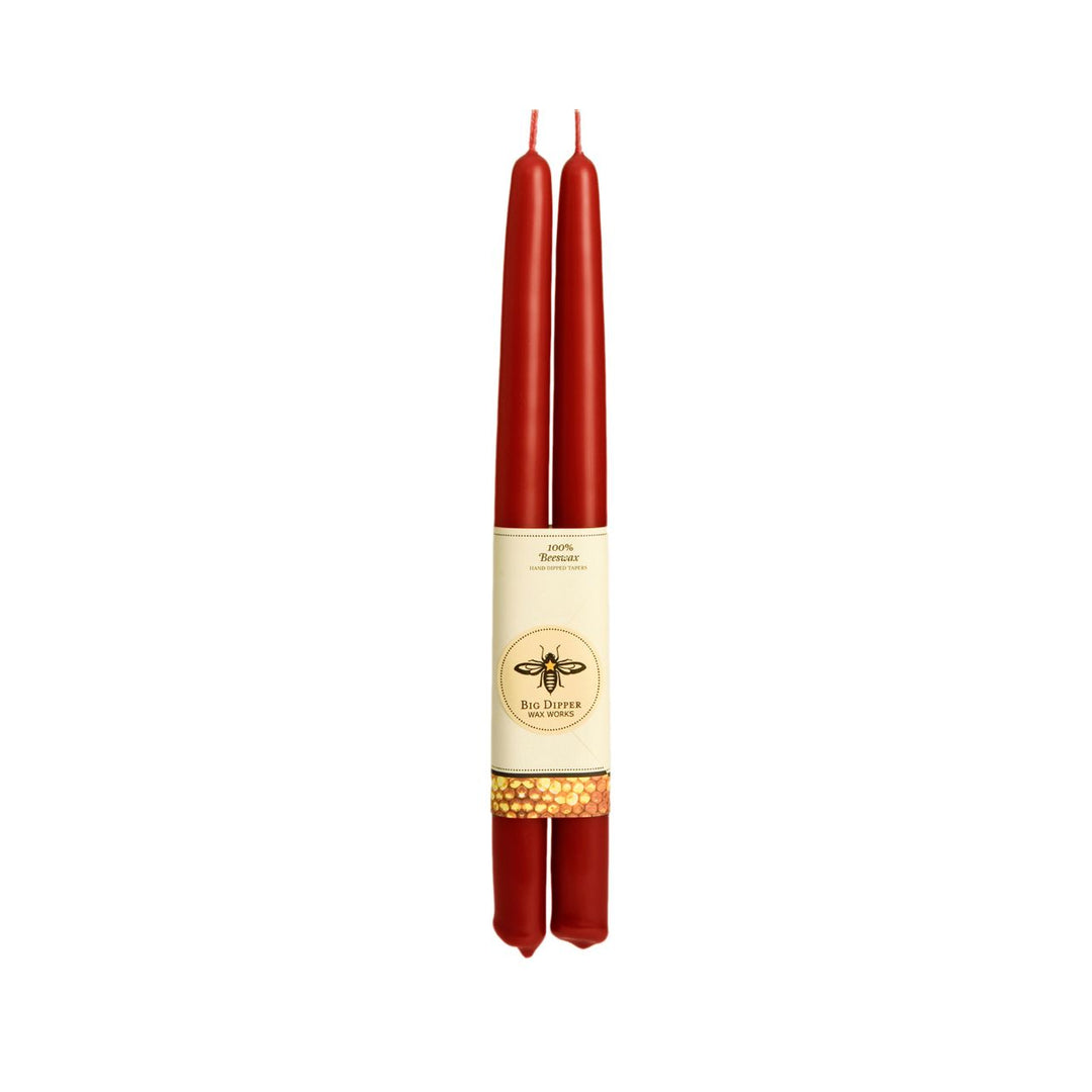 Big Dipper Wax Works - Taper Candles – 100% Pure Beeswax – Hand-Dipped: Red / Standard (12" x 7/8")
