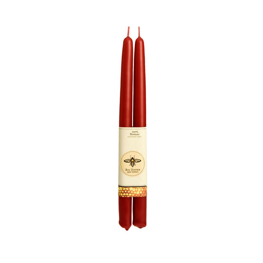 Big Dipper Wax Works - Taper Candles – 100% Pure Beeswax – Hand-Dipped: Red / Standard (12" x 7/8")