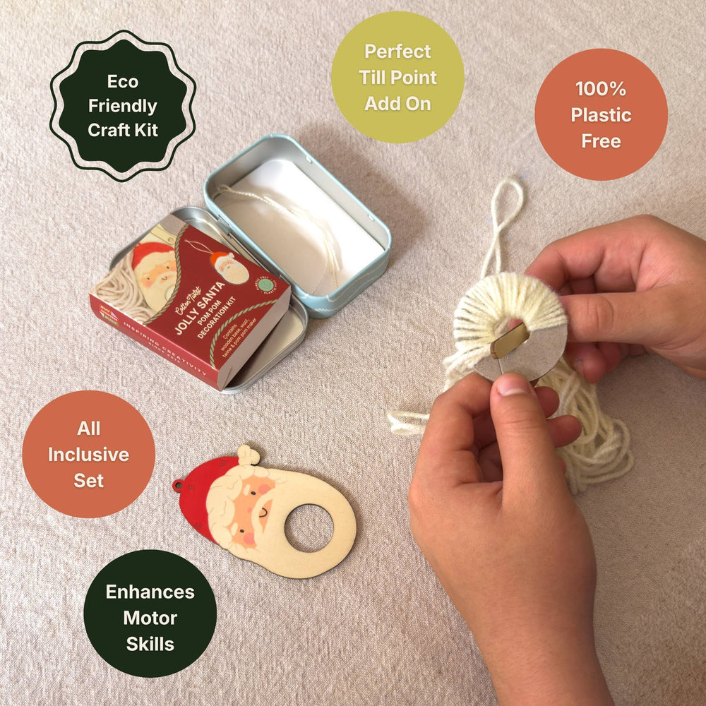 Cotton Twist (WE PREPAY ALL USA DUTIES) - Make Your Own Pom Pom Santa Decoration Kit