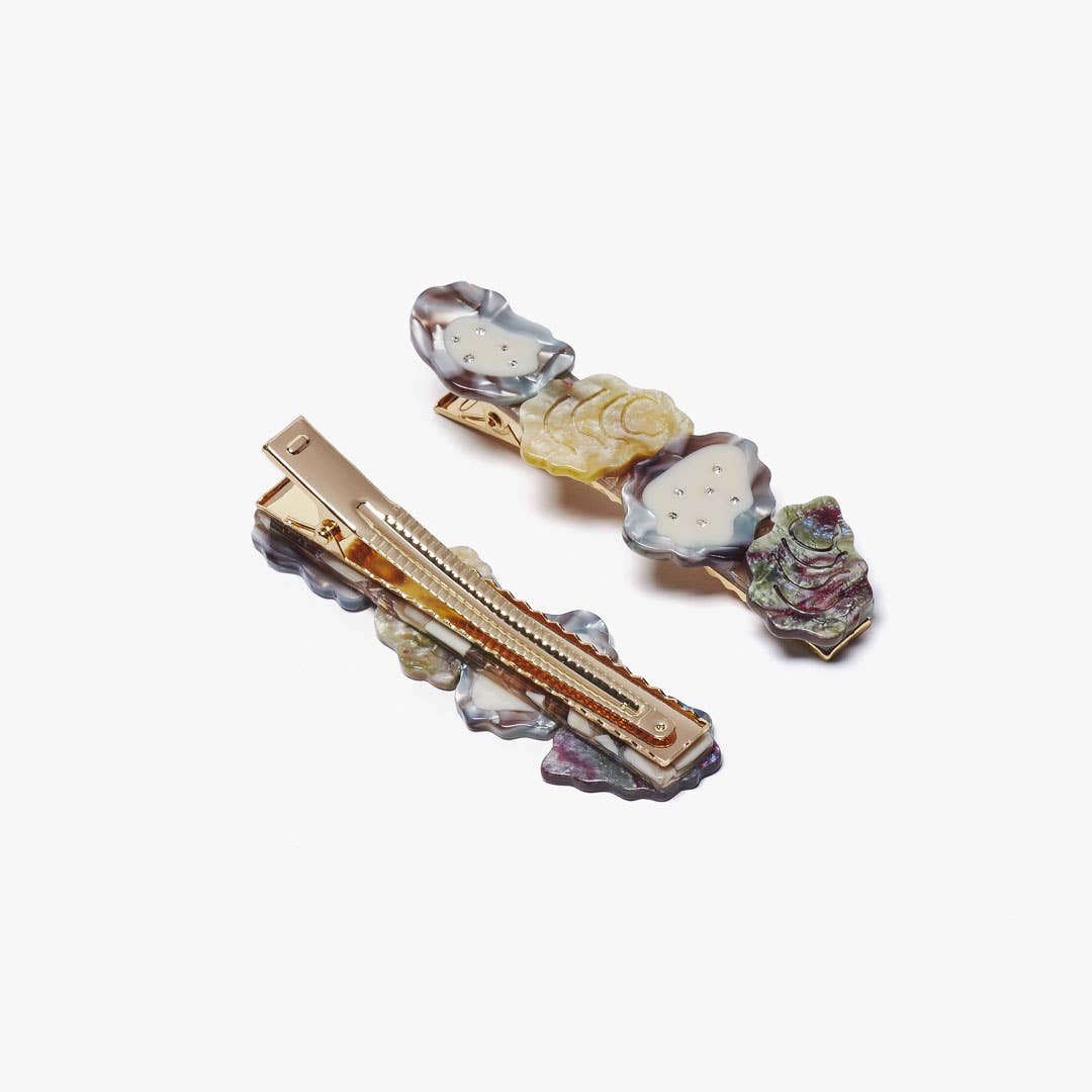 WINONA IRENE - Oyster Shell Acetate Alligator Hair Clip with Rhinestones
