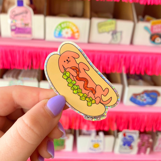 The Peach Fuzz - Hot Doggy Dog Glitter Sticker