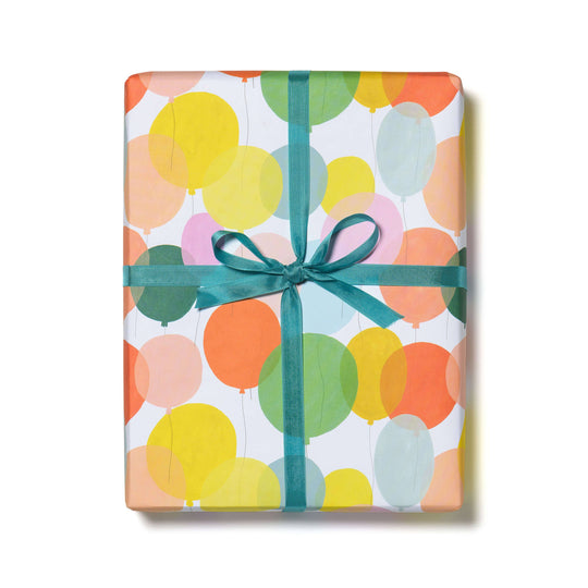 Red Cap Cards - Birthday Balloons birthday wrapping paper: Rolls of 3 sheets