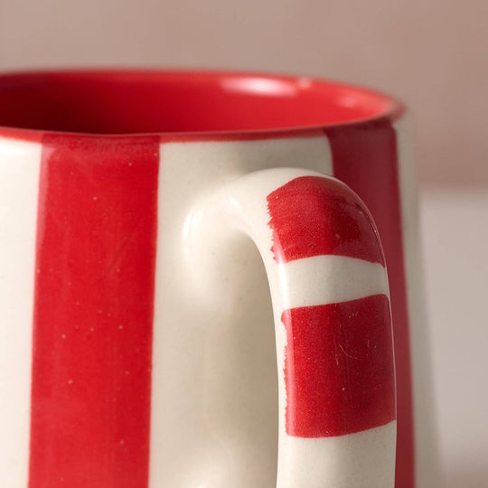 Ten Thousand Villages - Kahda Striped Mug - Red