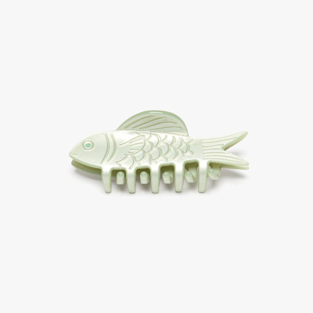 WINONA IRENE - Jade Green Fish Mini Acetate Hair Claw Clip Opal Rhinestones