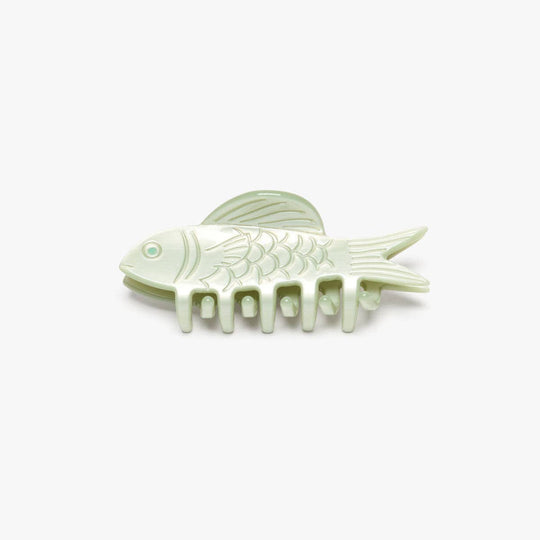 WINONA IRENE - Jade Green Fish Mini Acetate Hair Claw Clip Opal Rhinestones