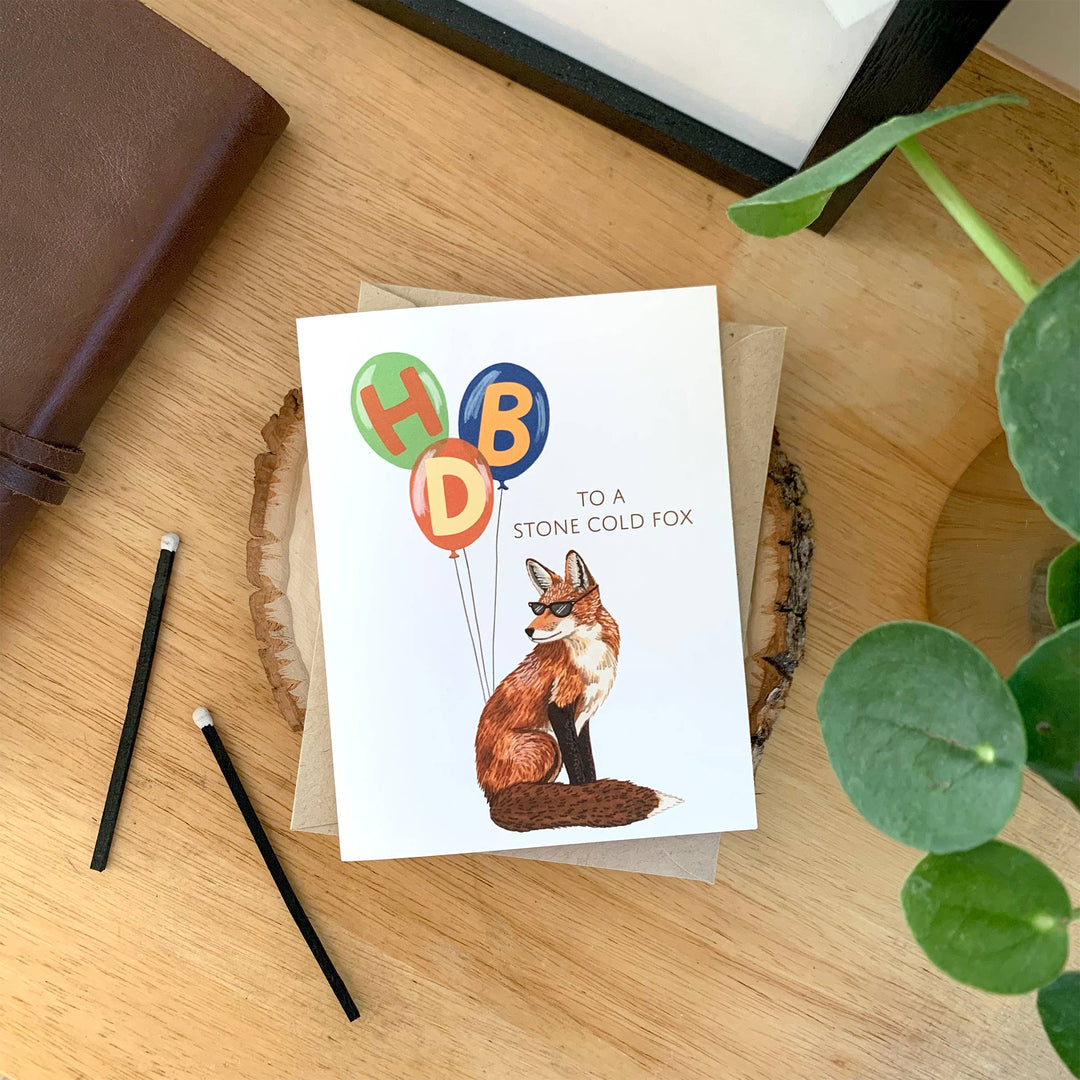 Yeppie Paper - Stone Cold Fox and Balloons Birthday Card