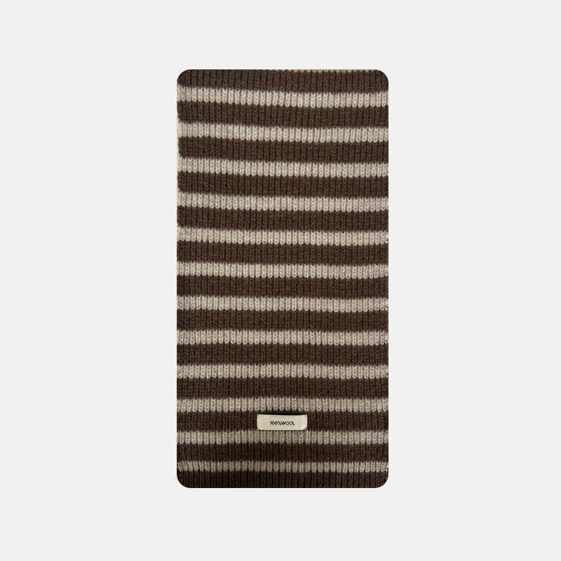 SALINA TRADING INC - Plain Striped Wool Scarf Soft Warm Winter Neck Wrap: Black / 160x20cm