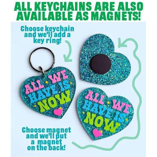 The Hissin' Kitten - Chaos Coordinator - Keychain or Magnet!: Teal Glitter / Keychain