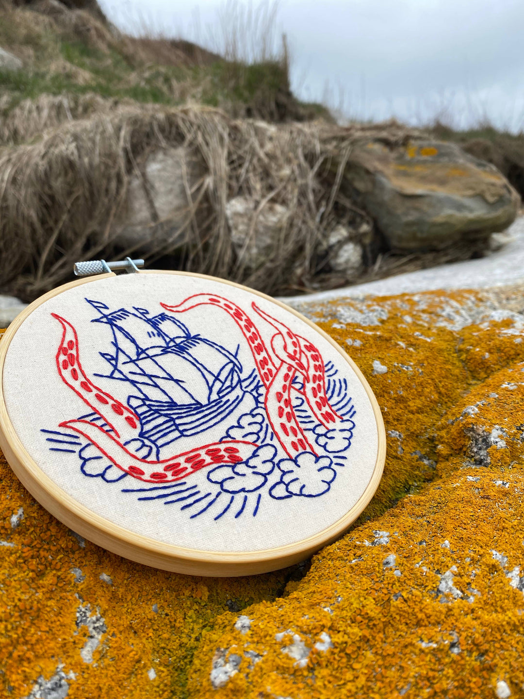 Hook, Line & Tinker - Kraken and Ship Complete Embroidery Kit