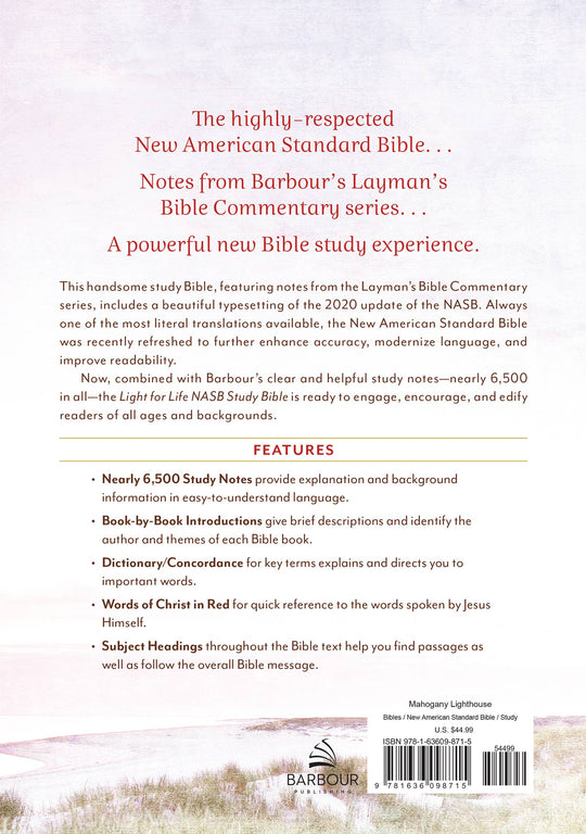 Barbour Publishing, Inc. - Light for Life NASB Study Bible (Mahogany Lighthouse)