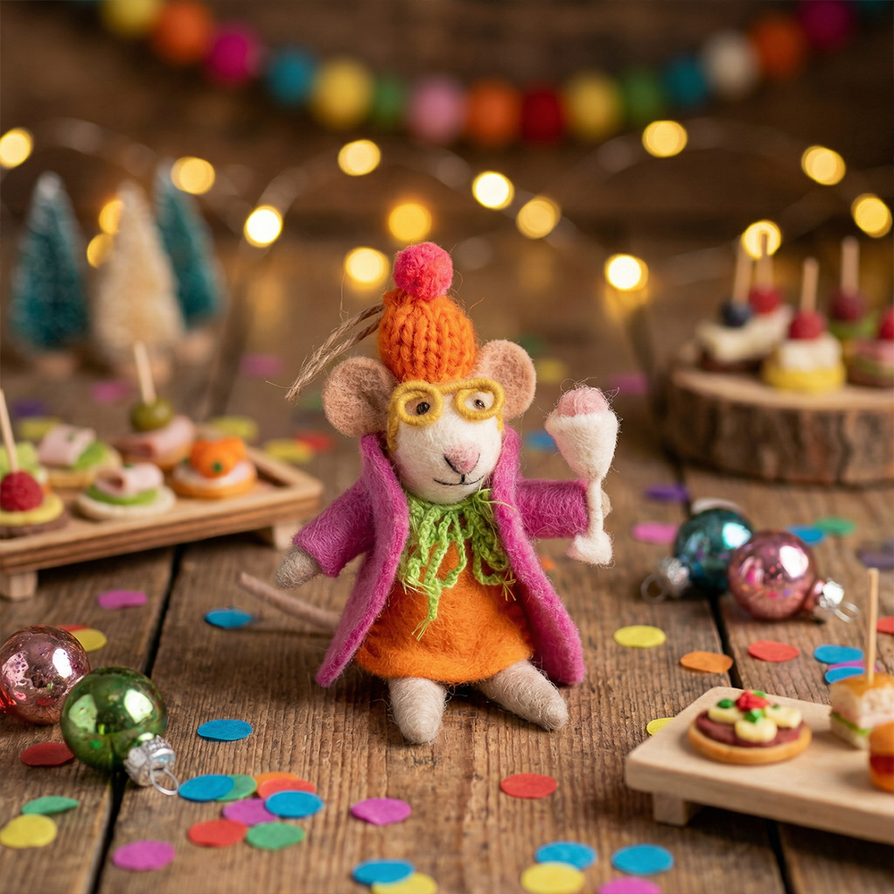Felt So Good - Handmade Felt Margie the Merry Mouse Christmas Decoration