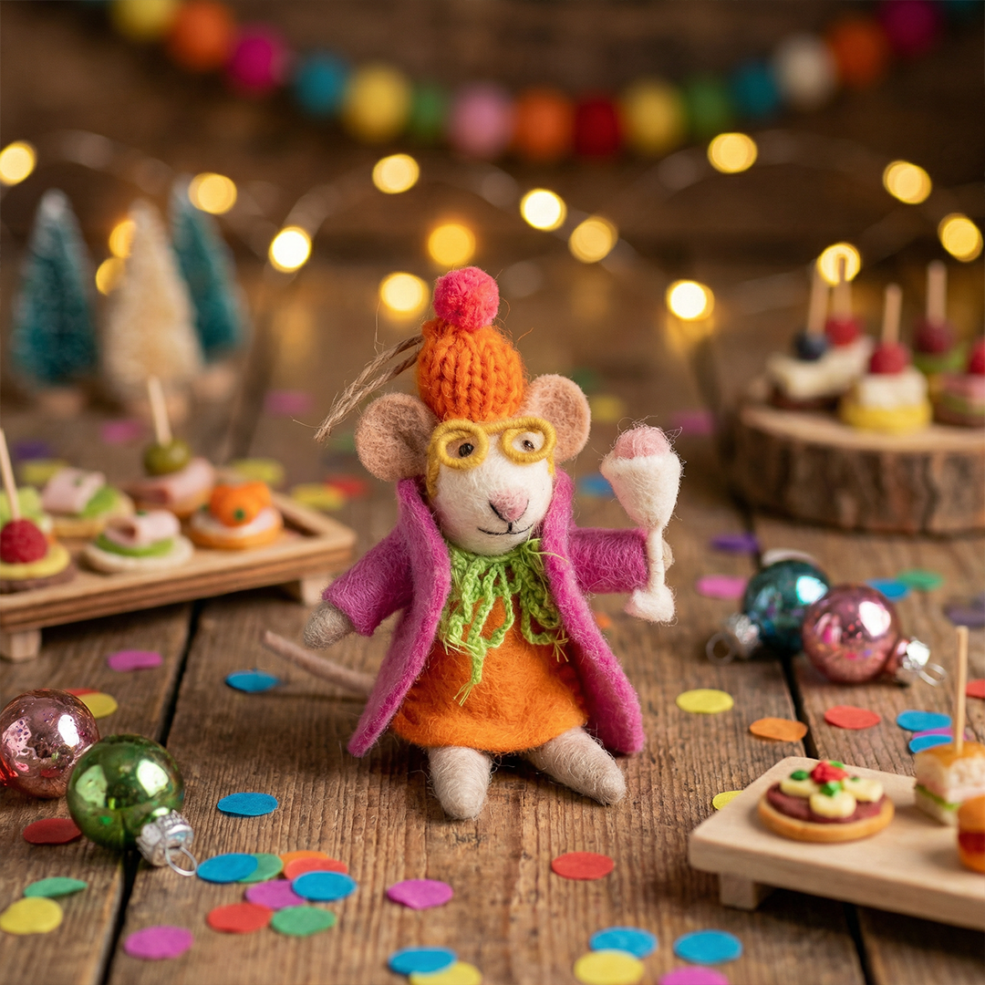 Felt So Good - Handmade Felt Margie the Merry Mouse Christmas Decoration