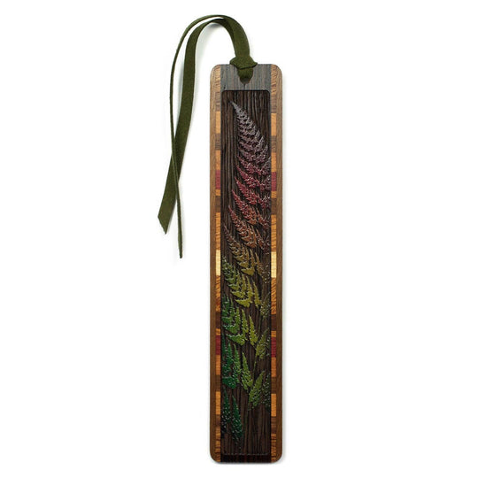 Mitercraft - Sword Fern Engraved with added Color Wood Bookmark