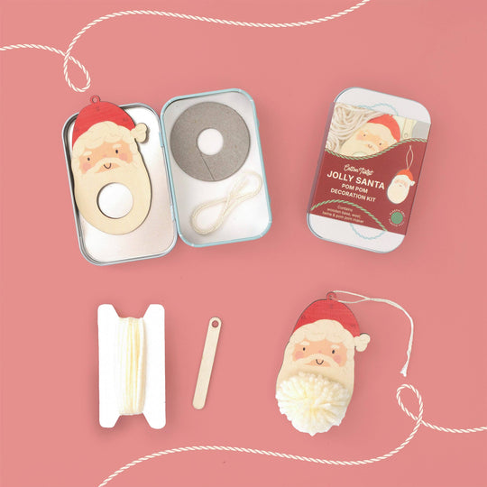 Cotton Twist (WE PREPAY ALL USA DUTIES) - Make Your Own Pom Pom Santa Decoration Kit