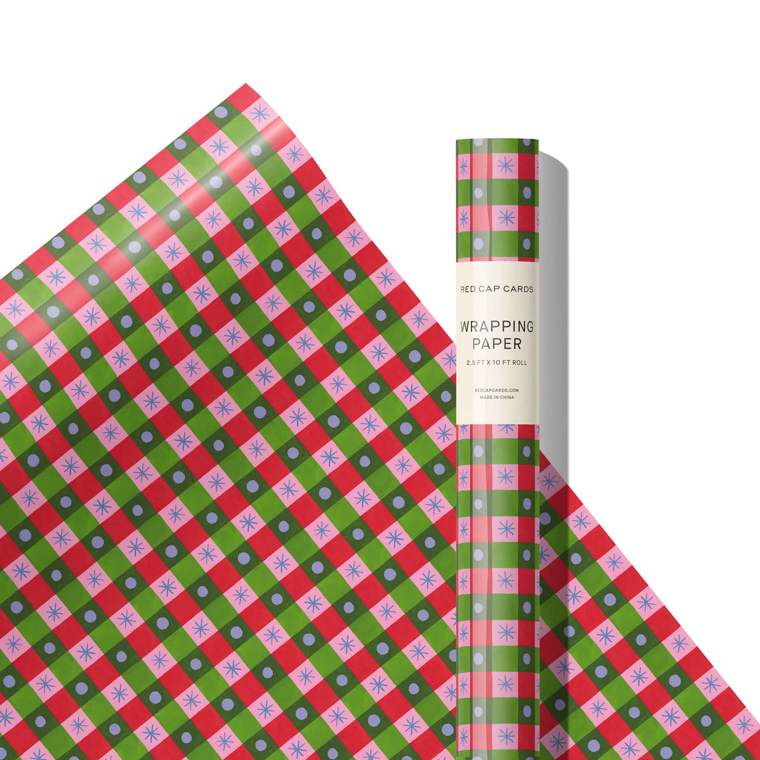 Red Cap Cards - Holiday Checker 10 ft wrap roll: 10 ft Roll