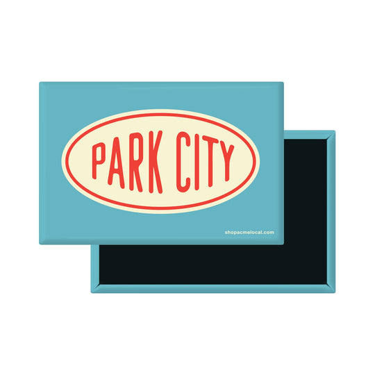 Acme Local - Vintage Oval Rectangle Magnet: Sky Blue with Cream Oval