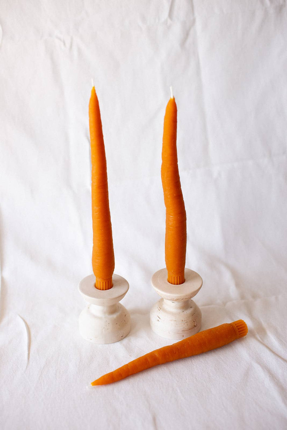 Happy Organics - Carrot Beeswax Candles Taper Pair