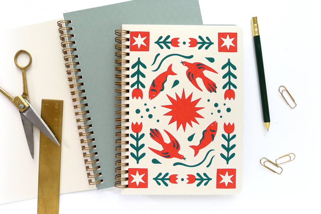 Middle Dune - Folk Flower Notebook, MD: Lined