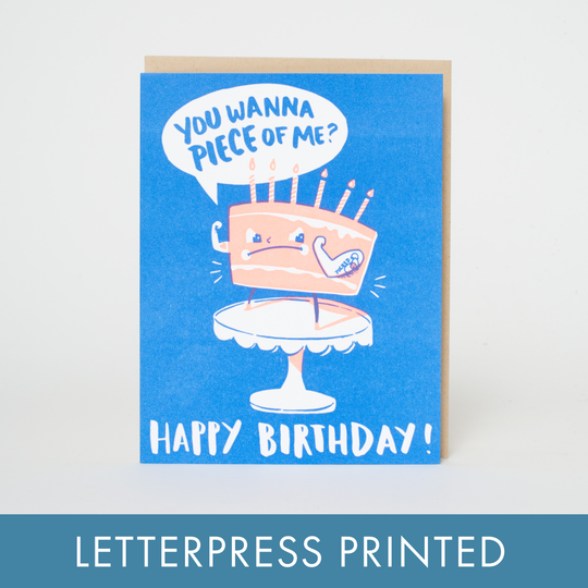 Egg Press Manufacturing - Yolked Birthday Cake Punny Letterpress Greeting Card by Hello!Lucky: Paper tab