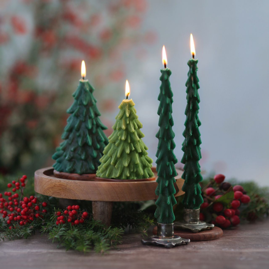 Big Dipper Wax Works - Tree Candles – 100% Pure Beeswax – 2 Sizes, 2 Colors: Moss Green / Medium