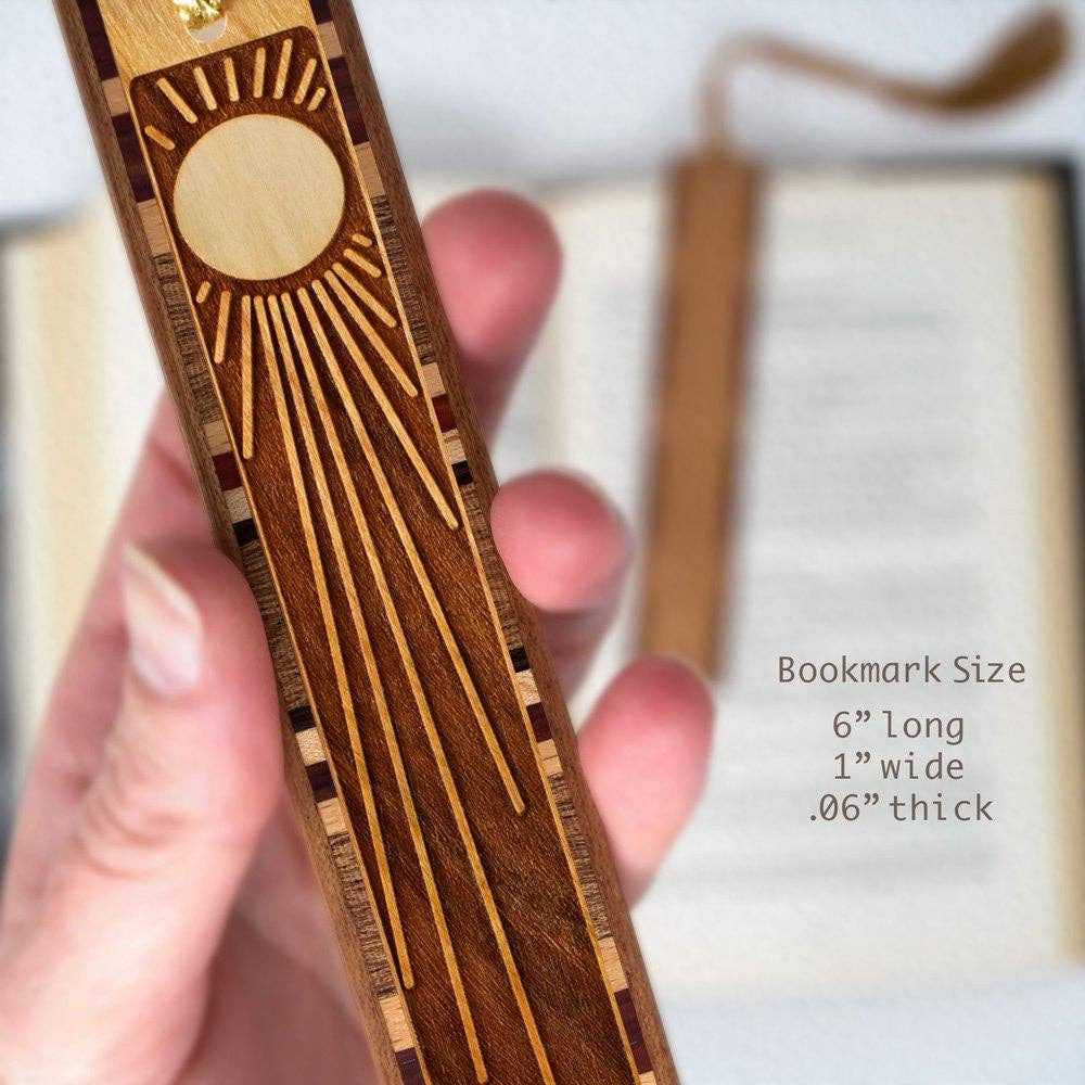 Mitercraft - Sun Rays Sunshine Handmade Engraved Wooden Bookmark