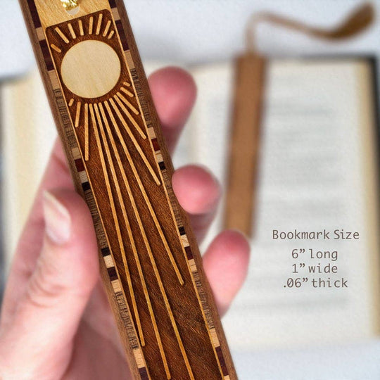 Mitercraft - Sun Rays Sunshine Handmade Engraved Wooden Bookmark
