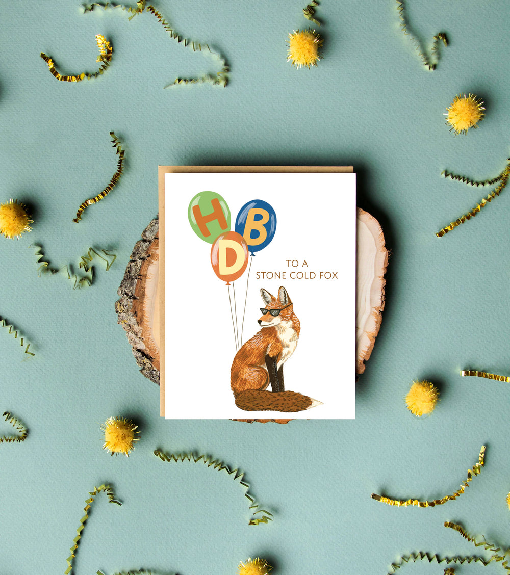 Yeppie Paper - Stone Cold Fox and Balloons Birthday Card