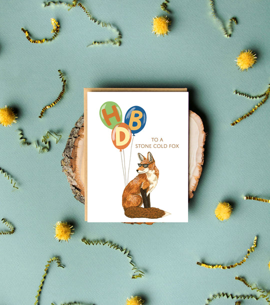 Yeppie Paper - Stone Cold Fox and Balloons Birthday Card