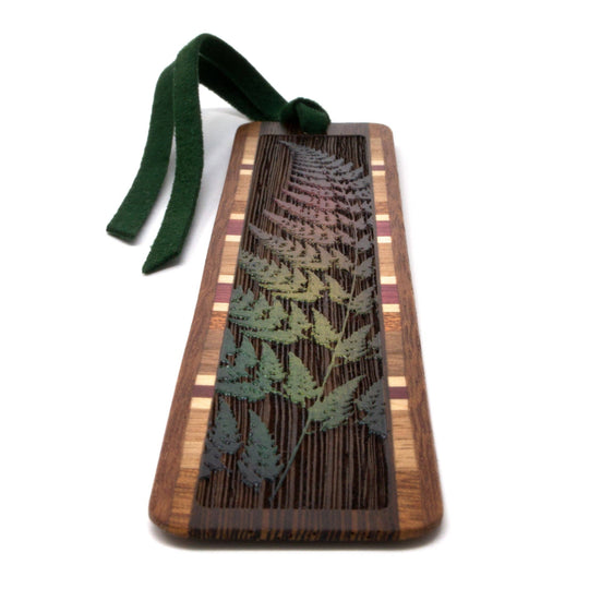Mitercraft - Sword Fern Engraved with added Color Wood Bookmark